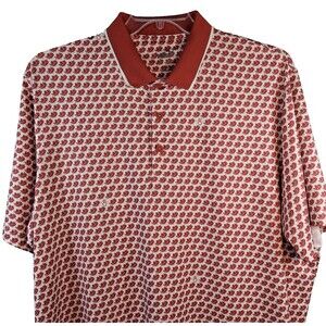 Puma Golf Polo Shirt Mens XL Dark Coral Geometric Design Comfort Fit Performance